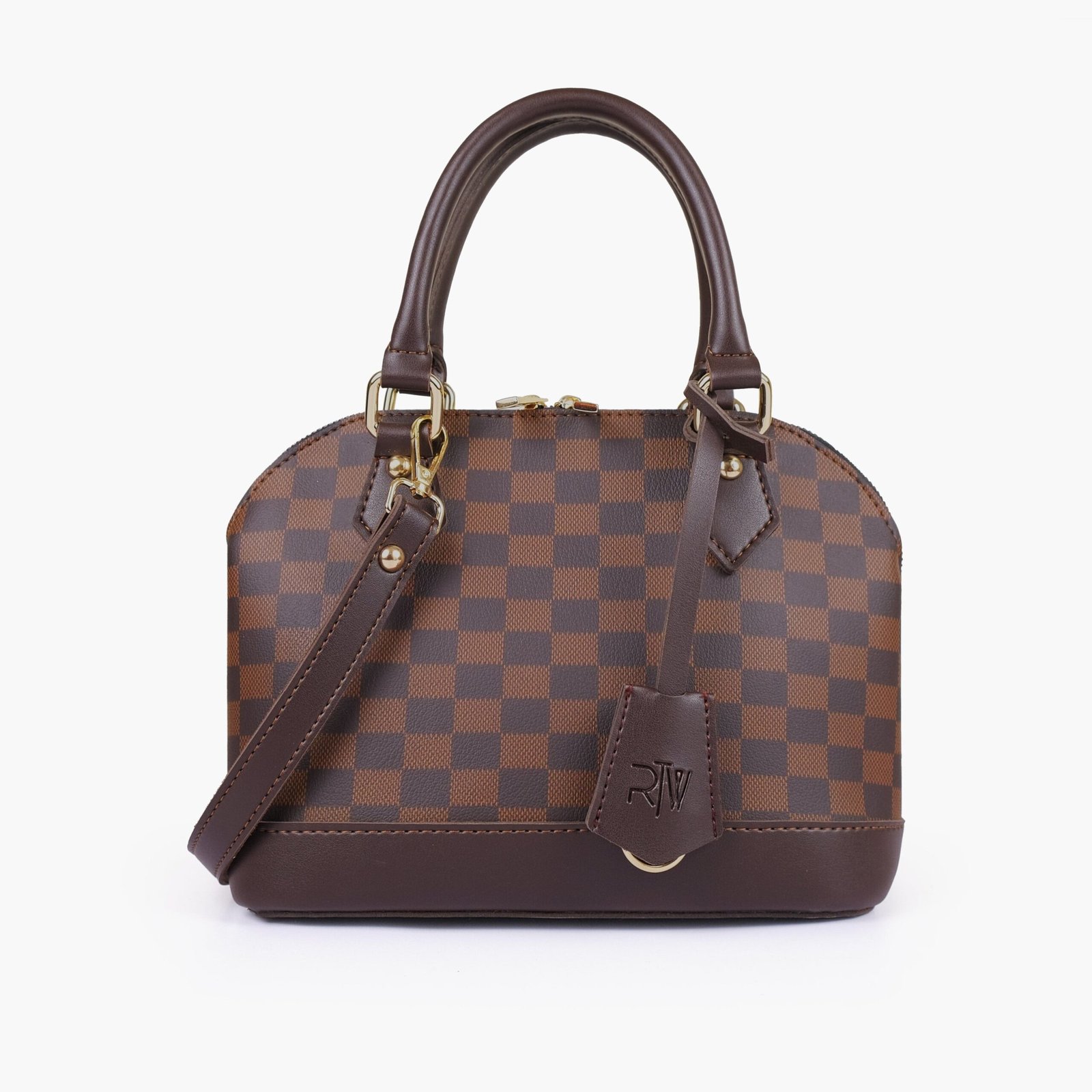 BPH-03-01.jpg Mercura Dark brown dome satchel handbag - Image 1
