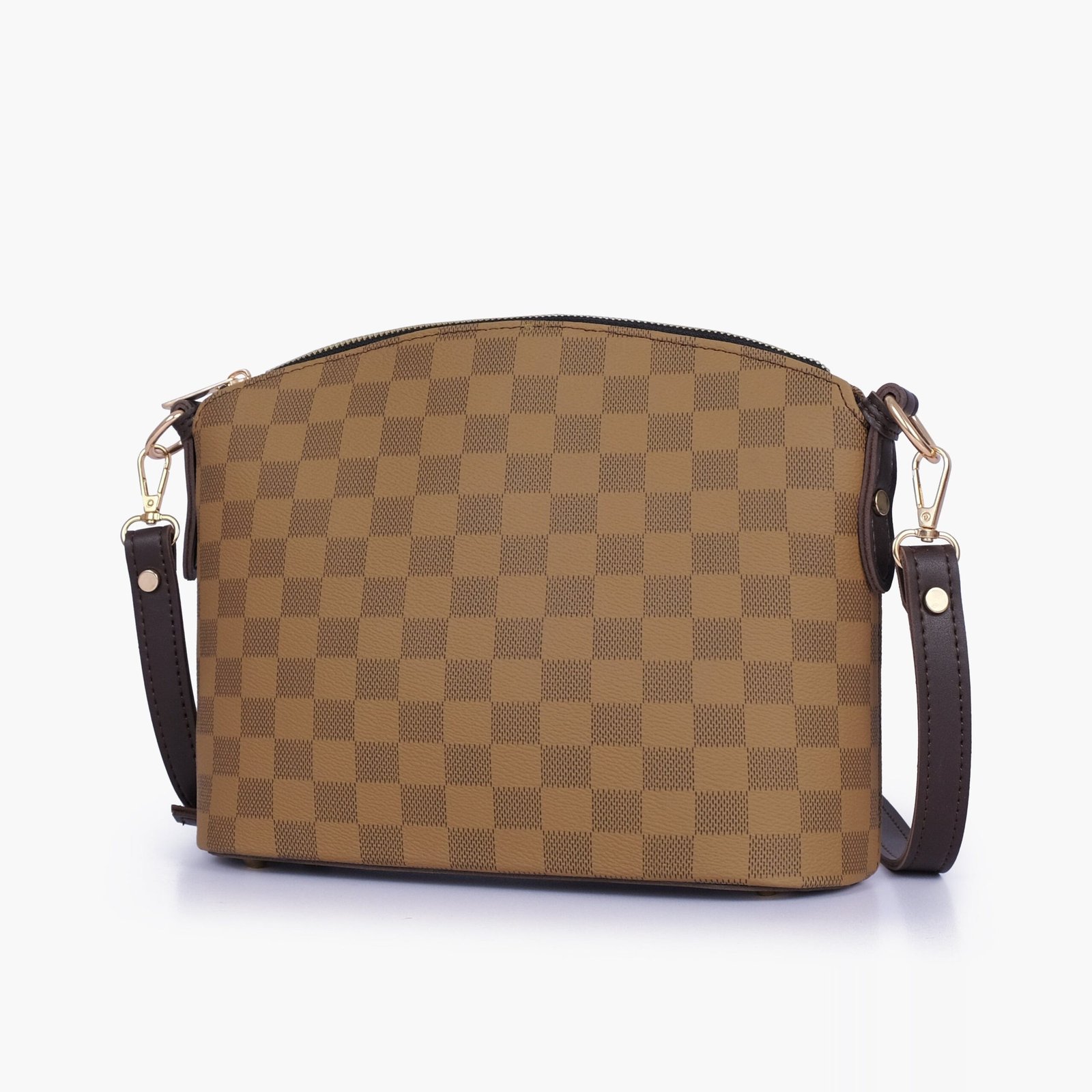 CDC-02-01.jpg Mercura Brown checkered dome cross-body bag - Image 1