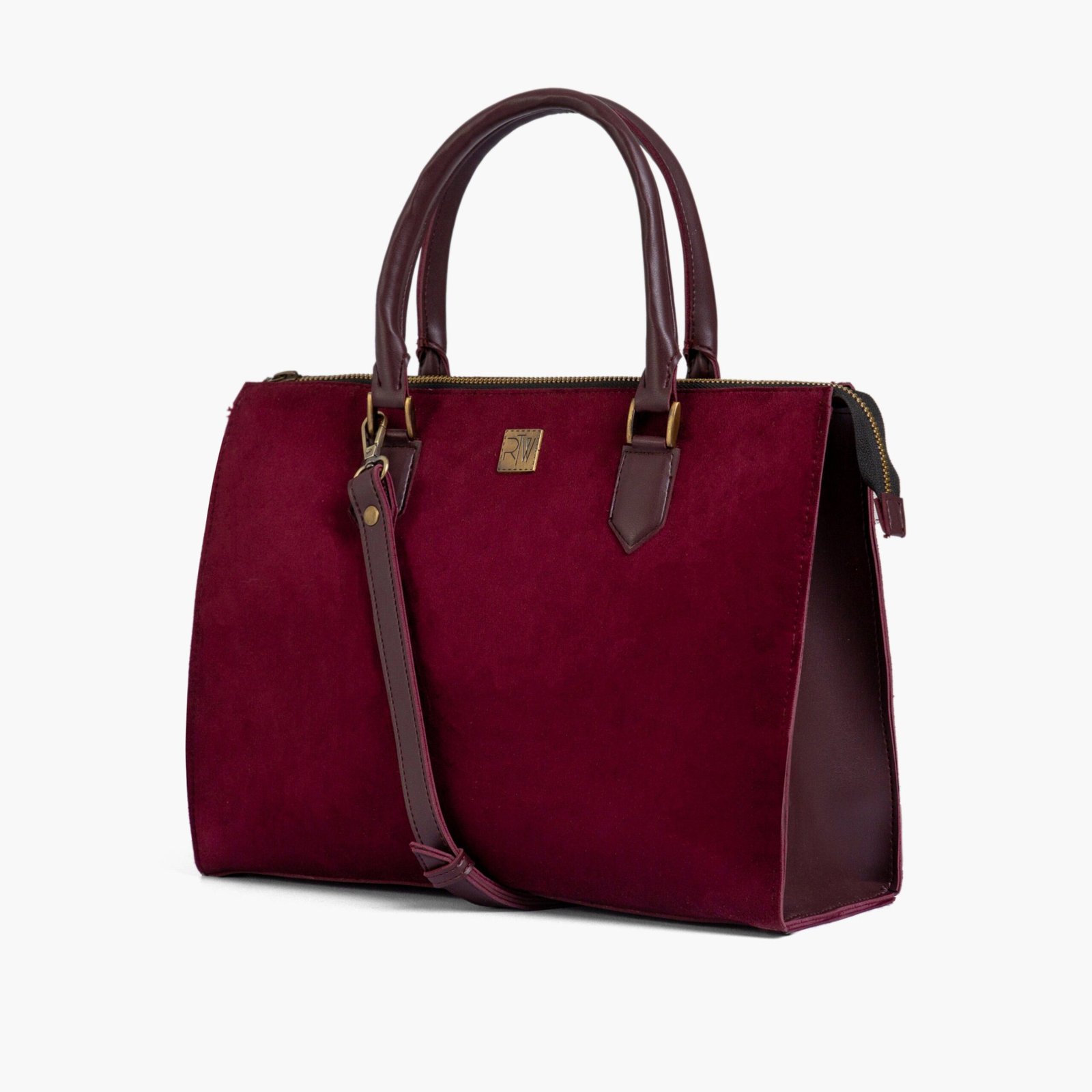 CKTS-04-01.jpg Mercura Burgundy suede workplace handbag - Image 1