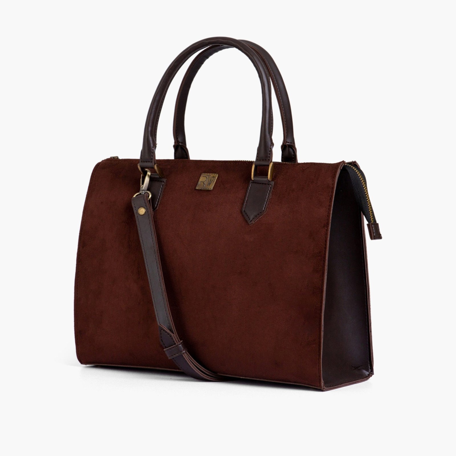CKTS-05-01.jpg Mercura Dark brown suede workplace handbag - Image 1