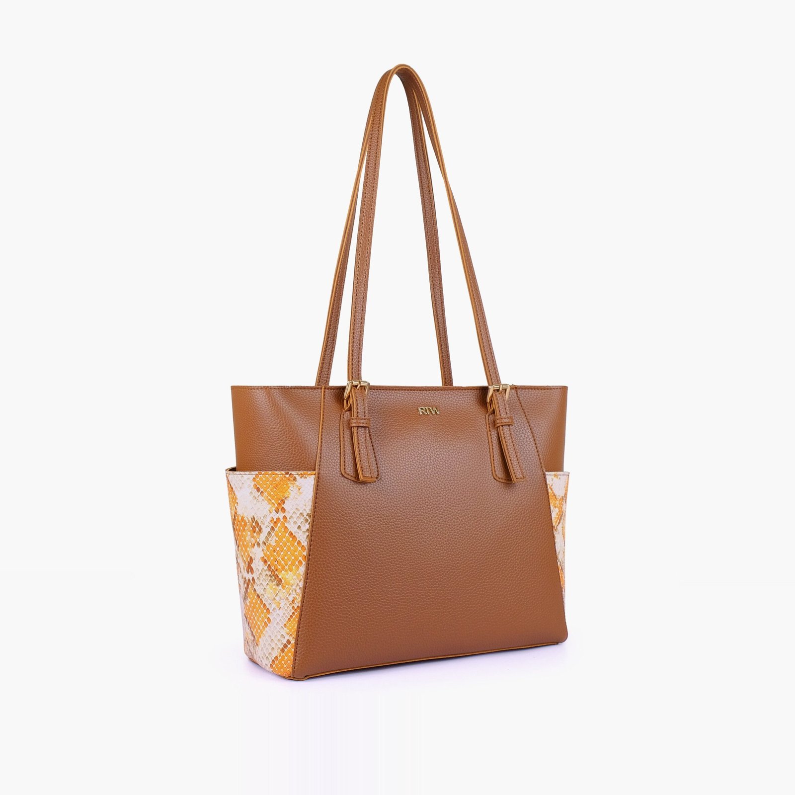 DPT-01-01.jpg Mercura Horse brown double pocket tote - Image 1