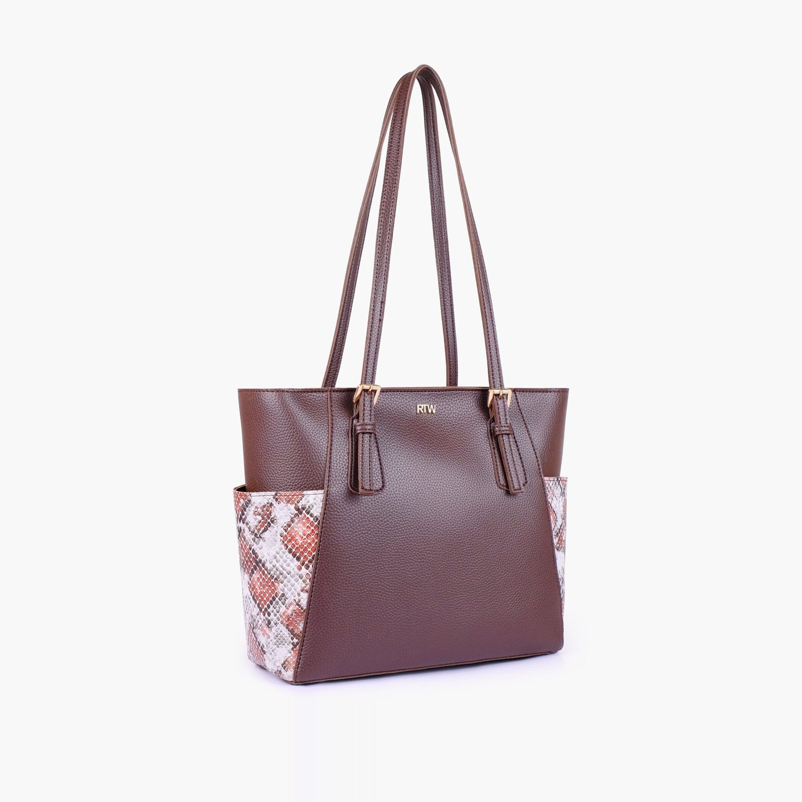 DPT-04-01.jpg Mercura Dark brown double pocket tote - Image 1