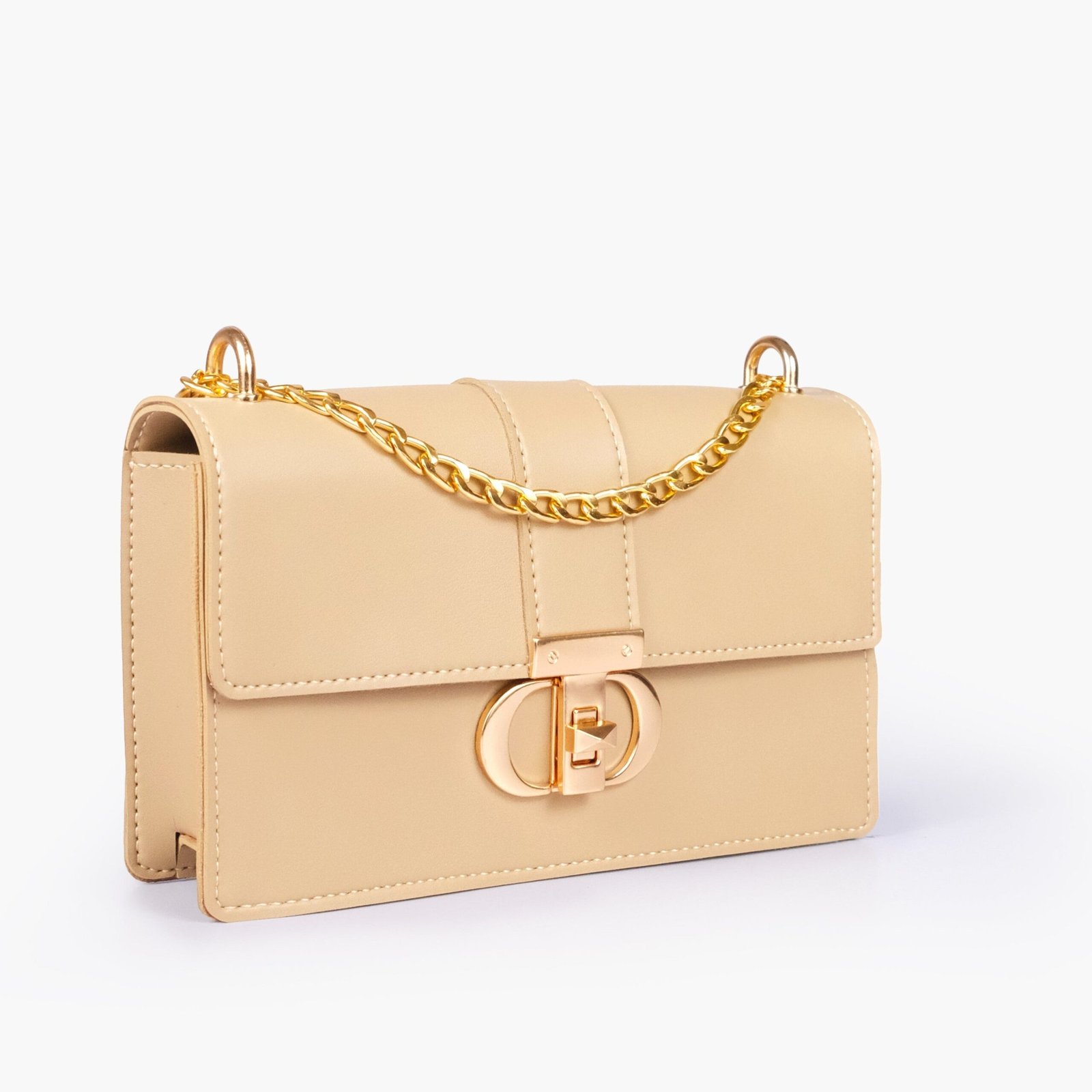 EWH-05-01.jpg Mercura Off-white east-west shoulder bag with half chain - Image 1