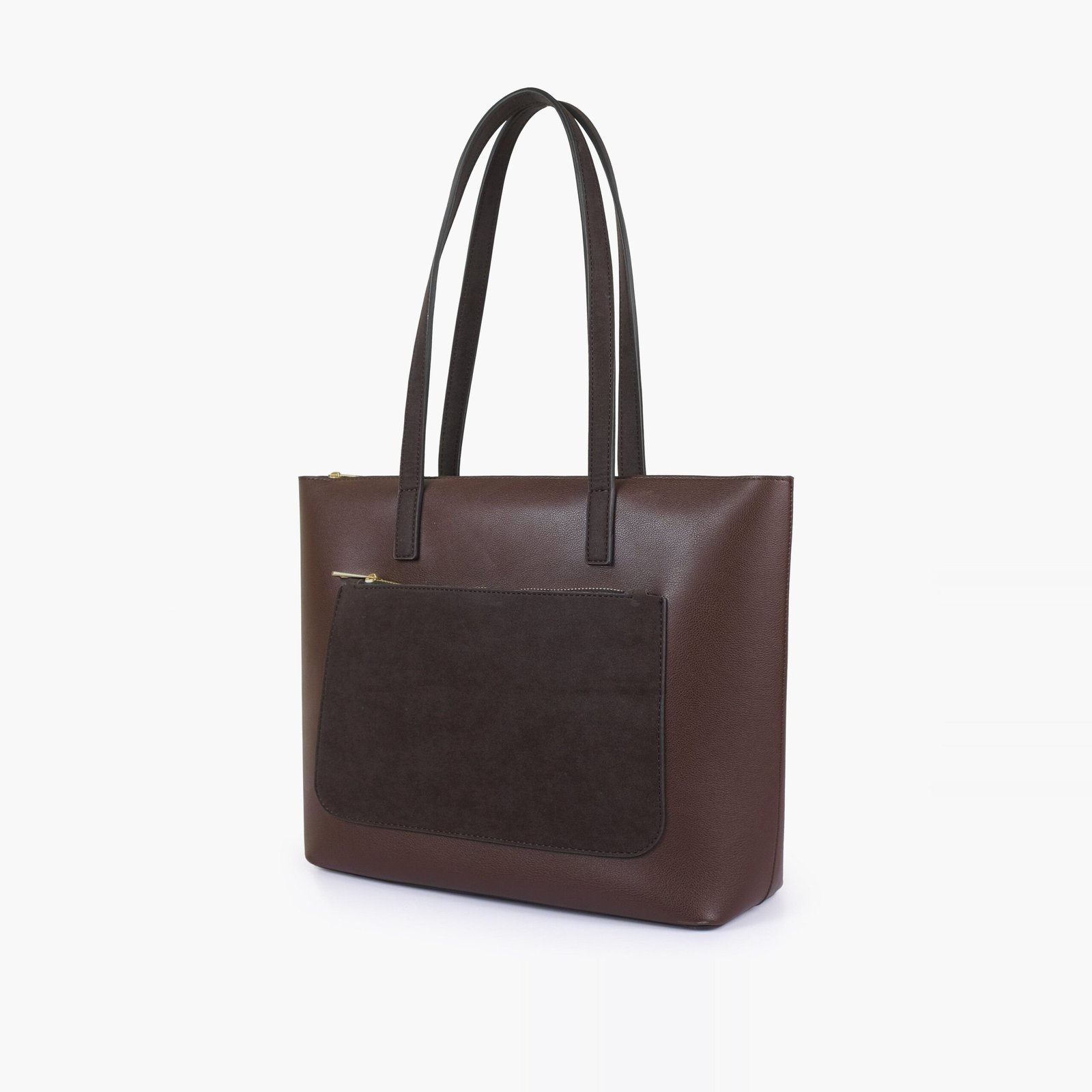 FPT-01-01.jpg Mercura Dark Brown front pocket tote bag - Image 1