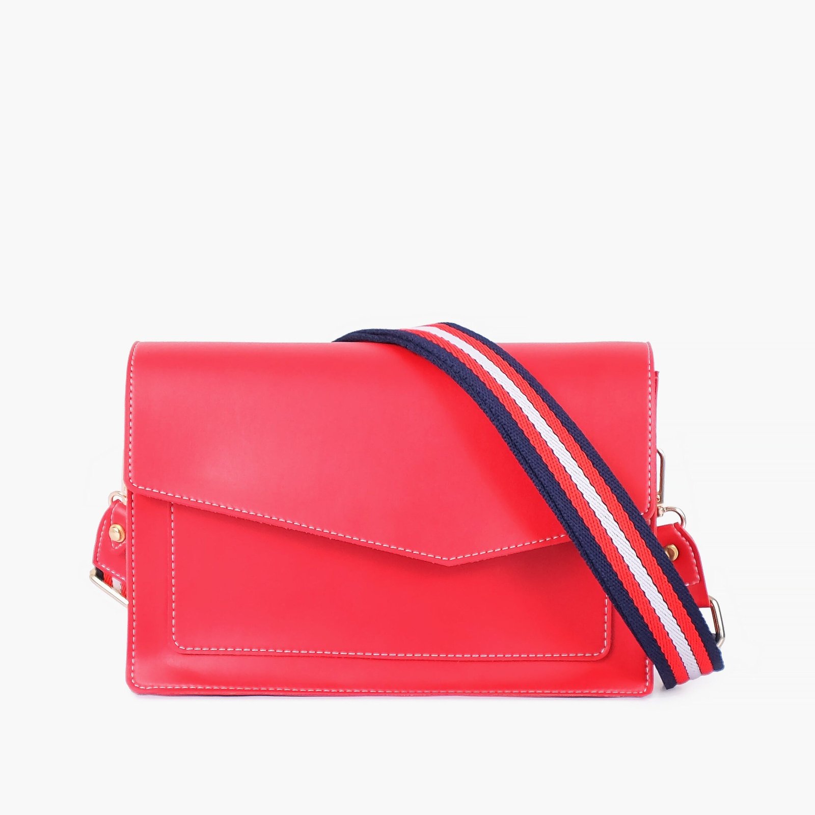 HFB-03-01.jpg Mercura Red half flap cross-body bag - Image 1