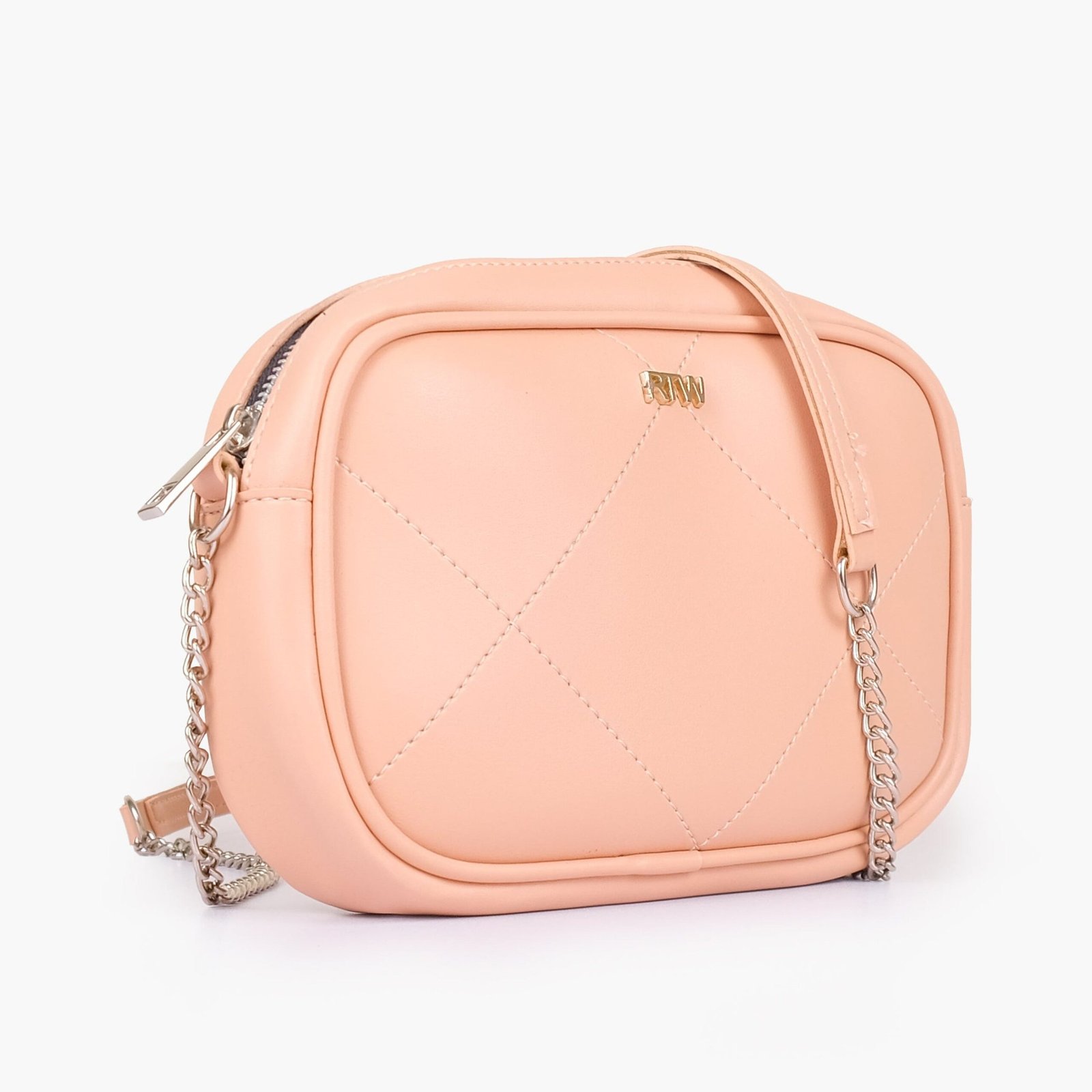MQC-04-01.jpg Mercura Peach mini quilted crossbody bag - Image 1