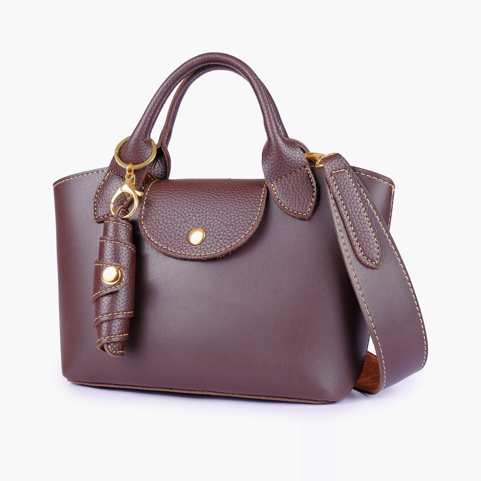 MTH-08-01.jpg Mercura Dark brown mini top-handle tote bag - Image 1