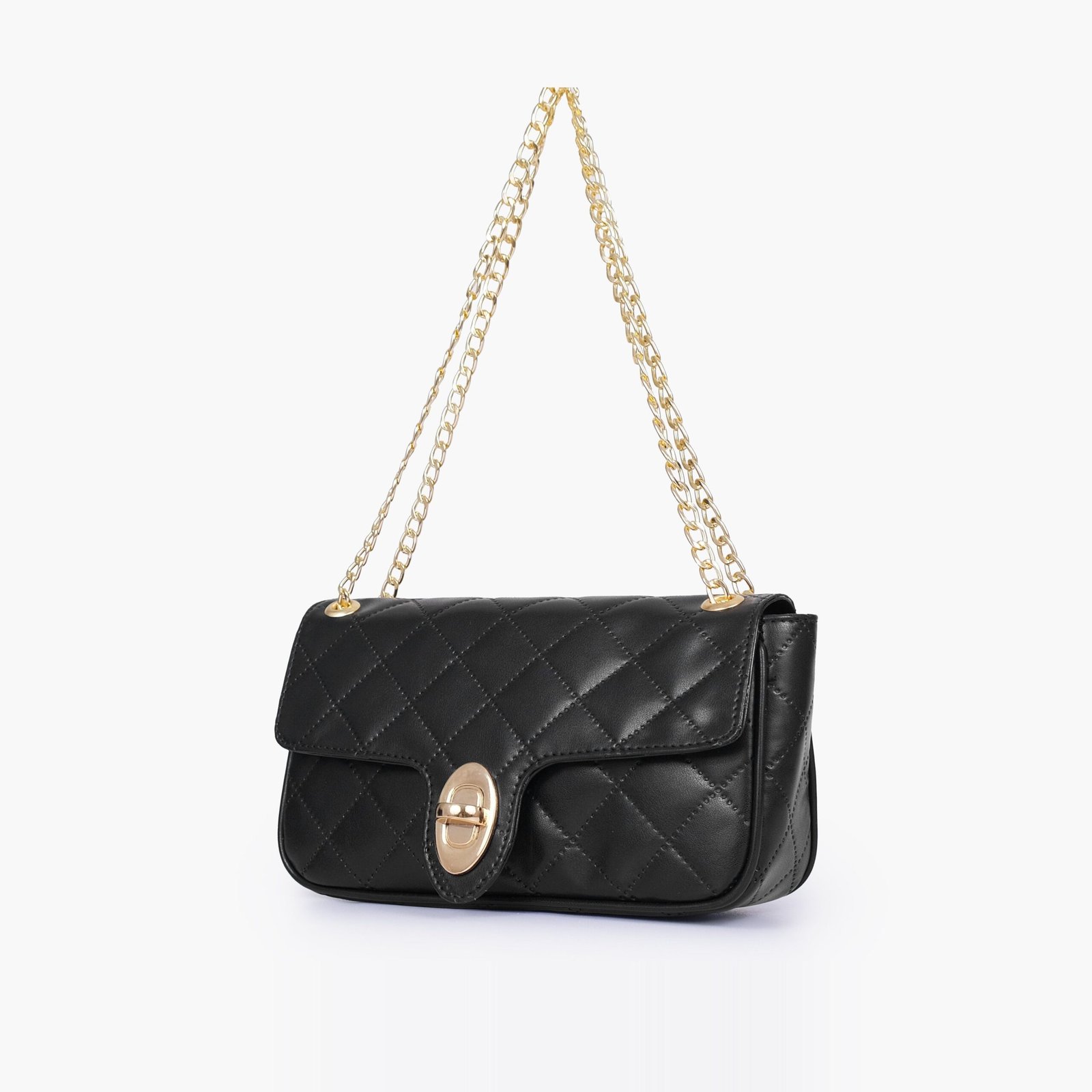 QBC-01-01.jpg Mercura Black quilted small shoulder bag with chain - Image 1