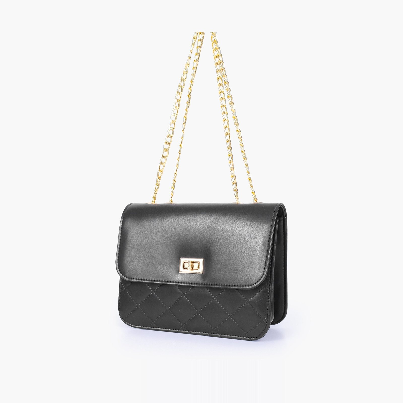 QCC-01-01.jpg Mercura Black quilted chain cross-body bag - Image 1