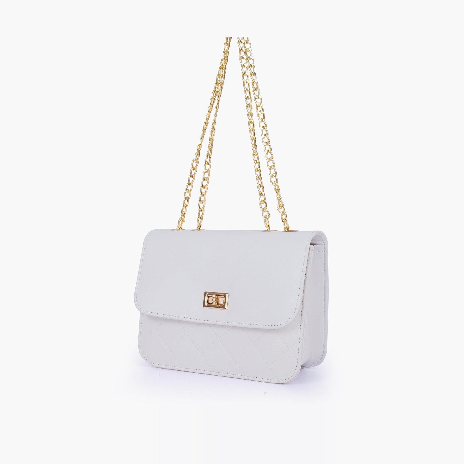 QCC-02-01.jpg Mercura White quilted chain cross-body bag - Image 1