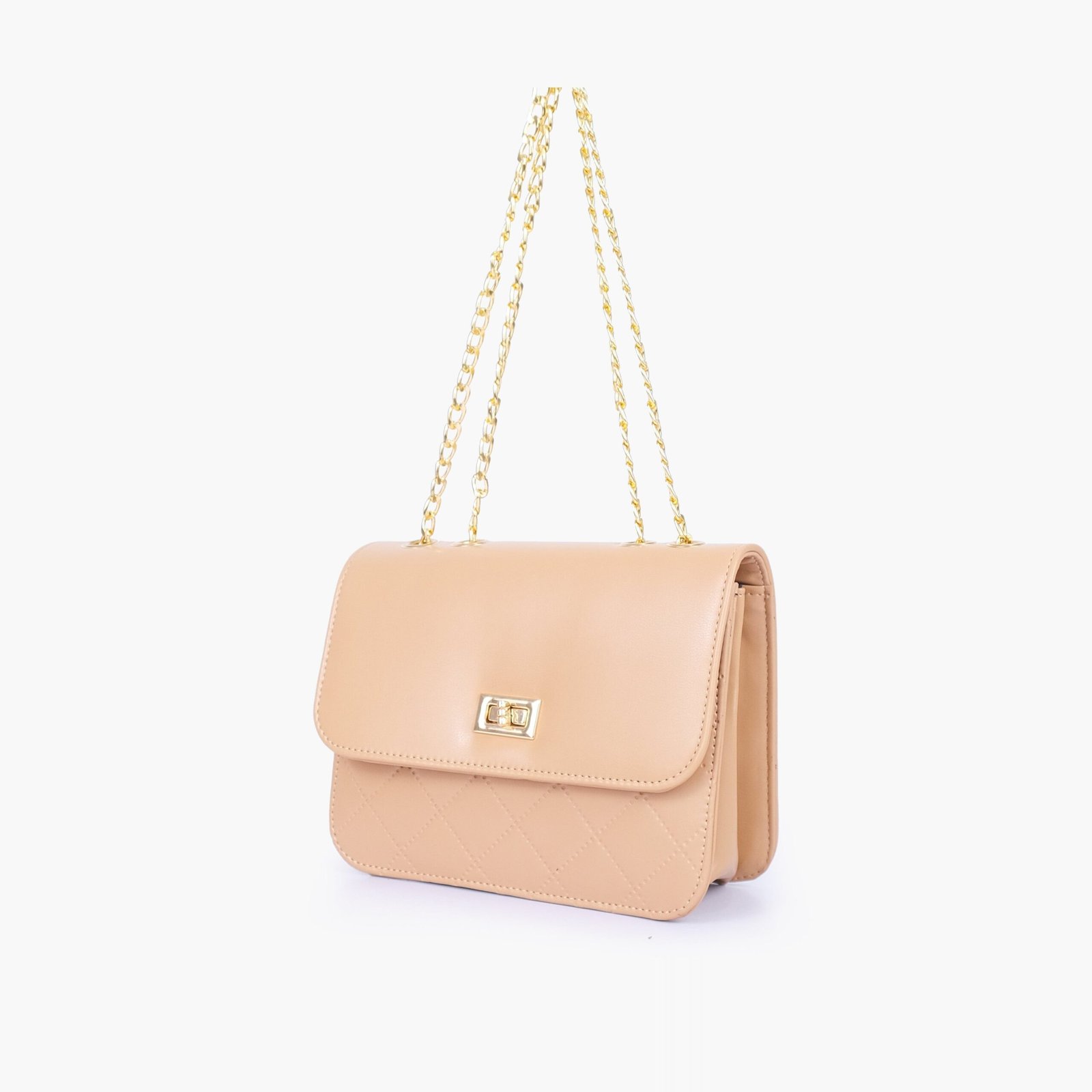 QCC-03-01.jpg Mercura Beige quilted chain cross-body bag - Image 1