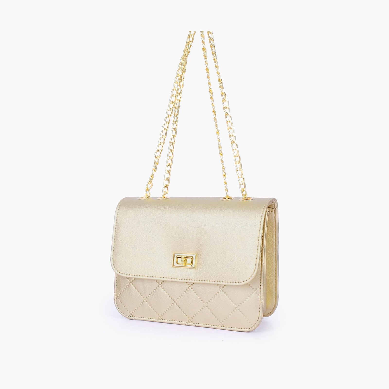 QCC-05-01.jpg Mercura Golden quilted chain cross-body bag - Image 1