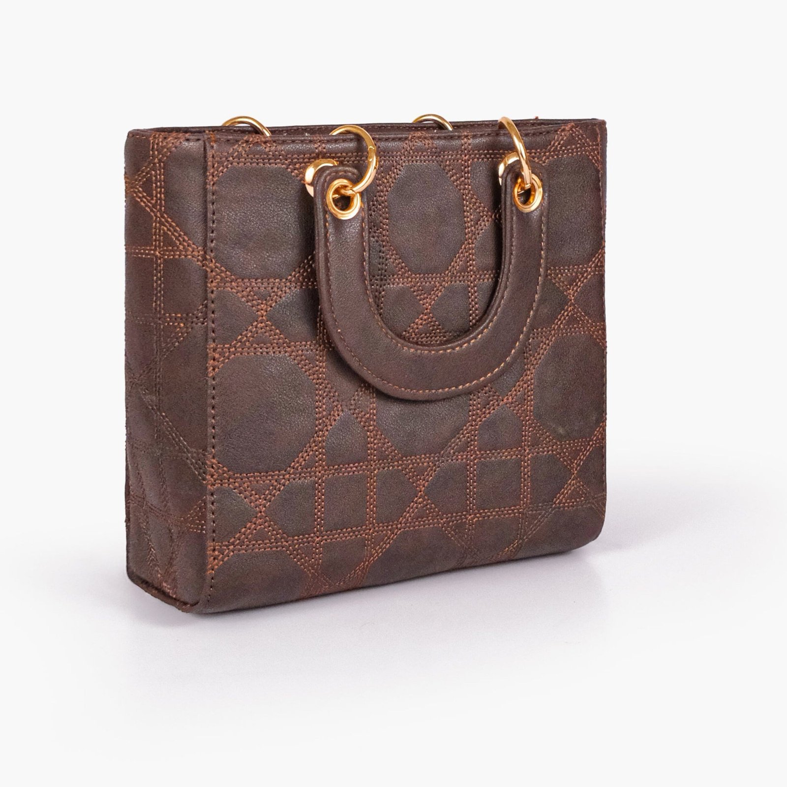 QMT-03-01.jpg Mercura Dark brown quilted mini tote bag - Image 1