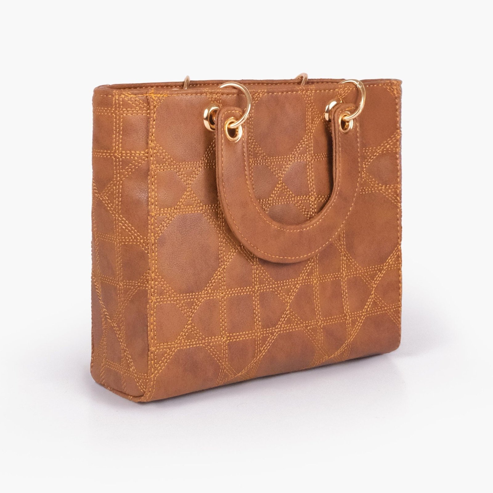 QMT-04-01.jpg Mercura Brown quilted mini tote bag - Image 1