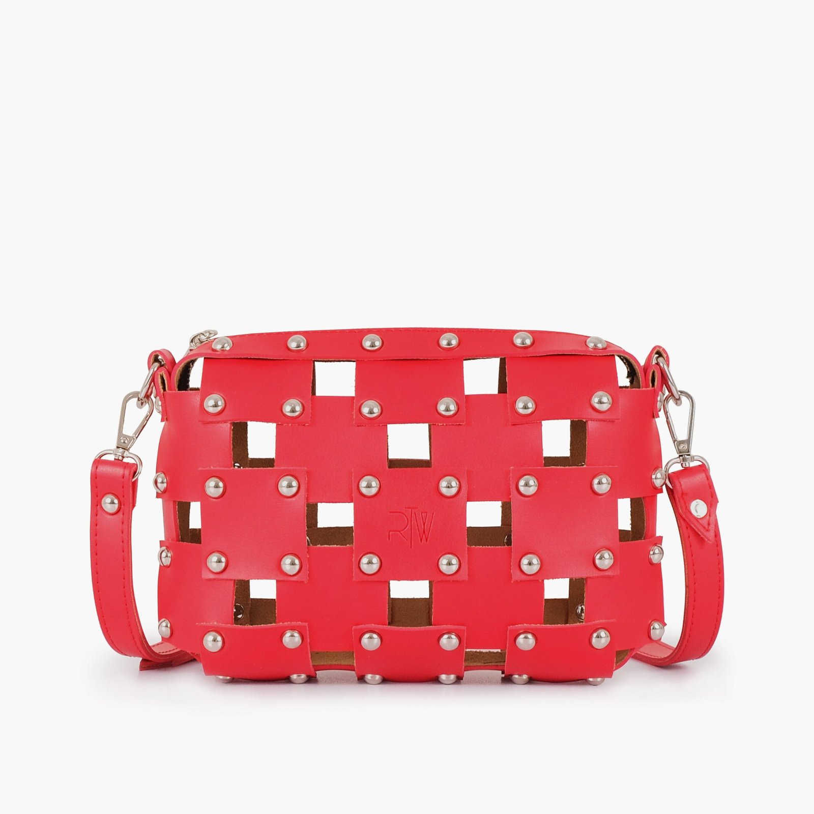 RCB-05-01.jpg Mercura Red rivet cross-body bag - Image 1