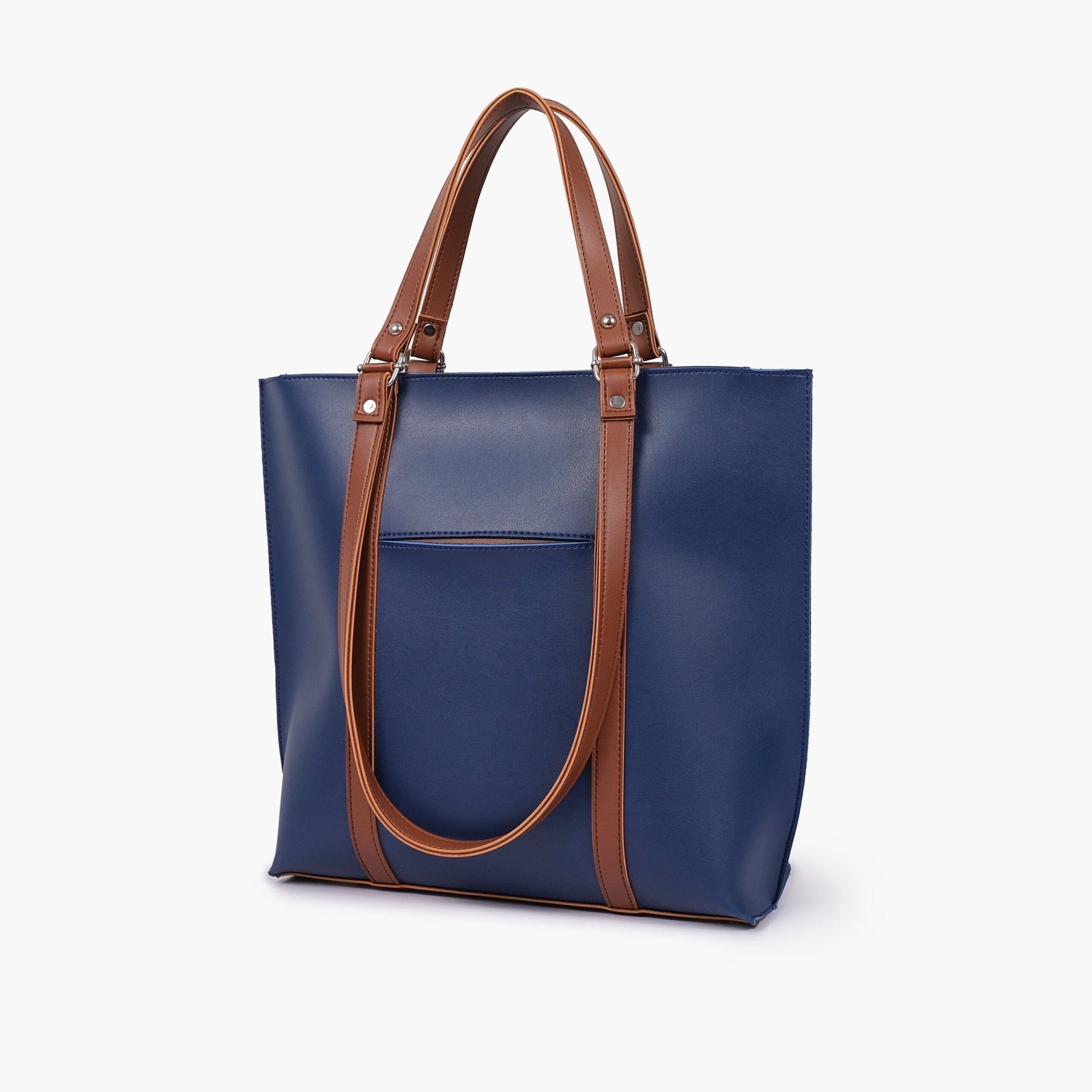 TBH-07-01.jpg Mercura Blue and brown double-handle tote bag - Image 1