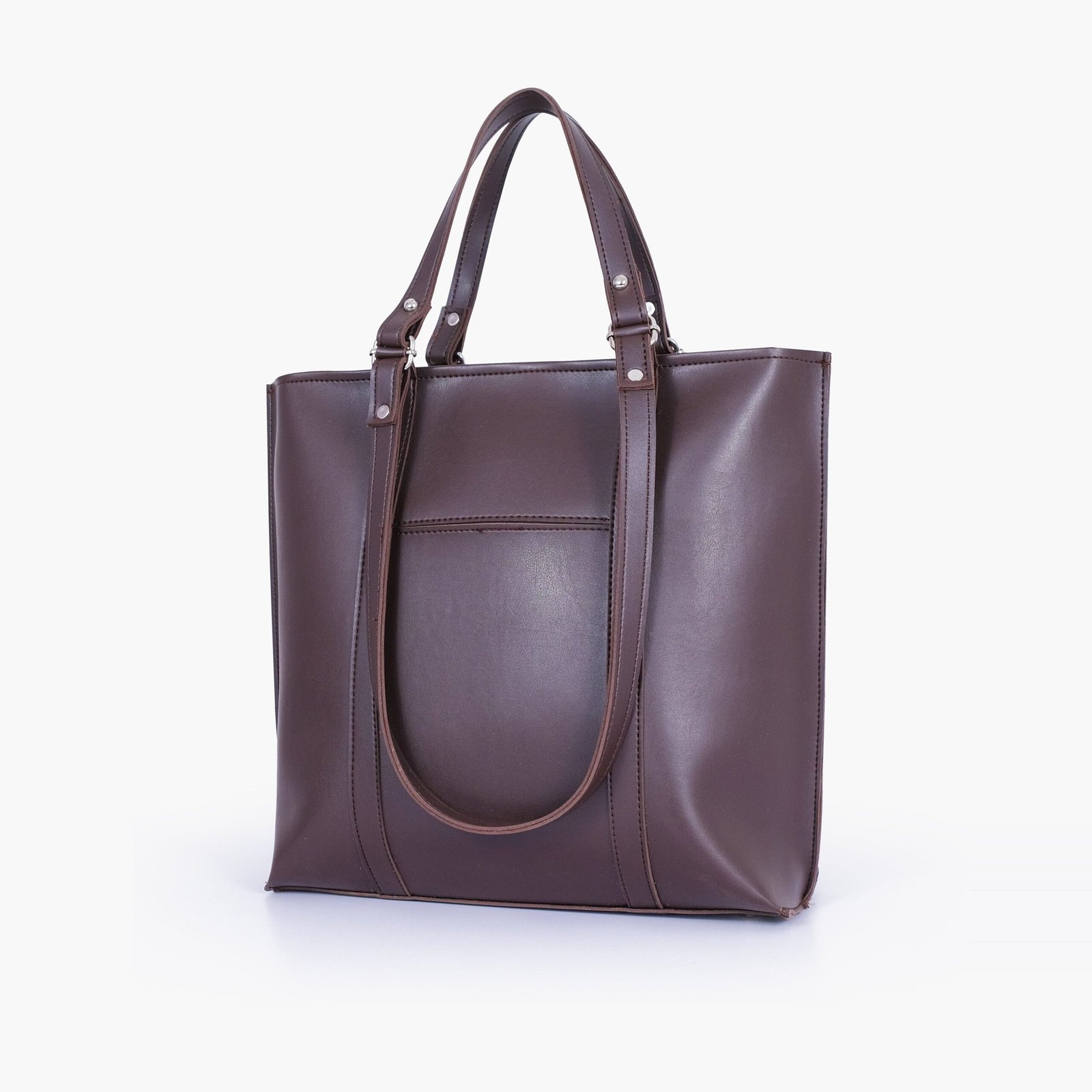 TBH-08-01.jpg Mercura Dark brown double-handle tote bag - Image 1