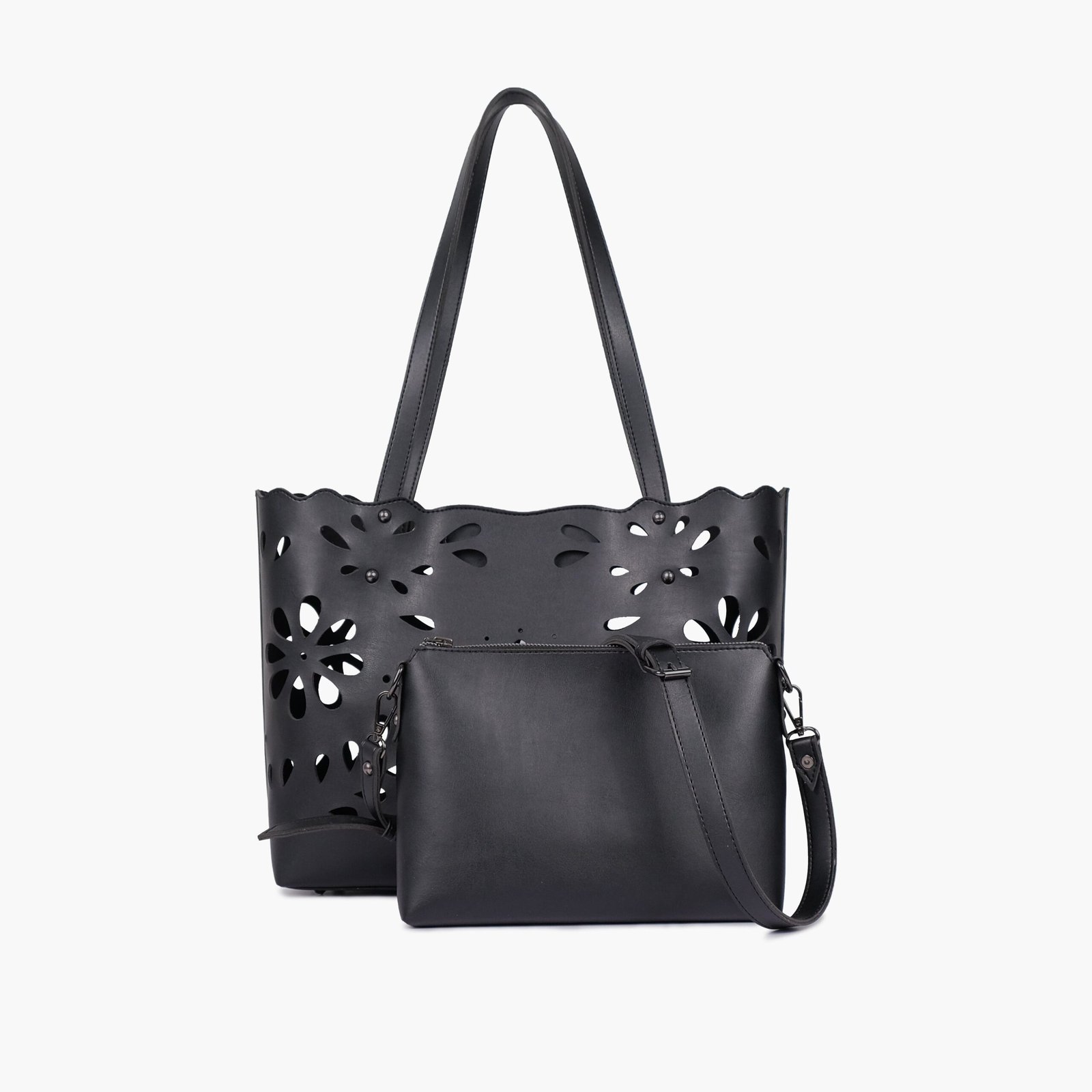 TFT-03-01.jpg Mercura Black two-piece floral tote - Image 1