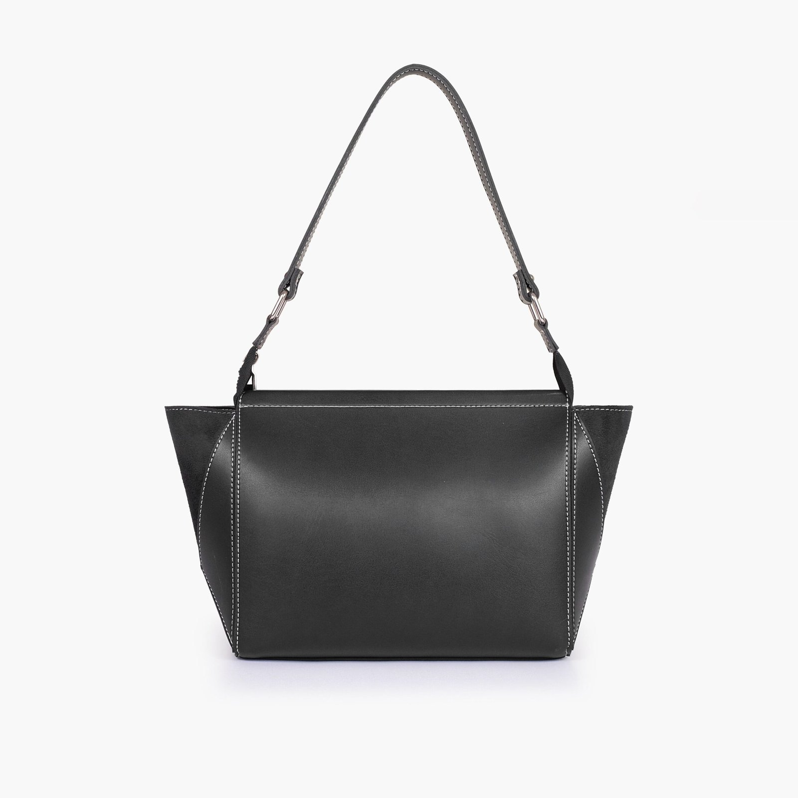 TTT-01-01.jpg Mercura Black suede trio twist handbag - Image 1