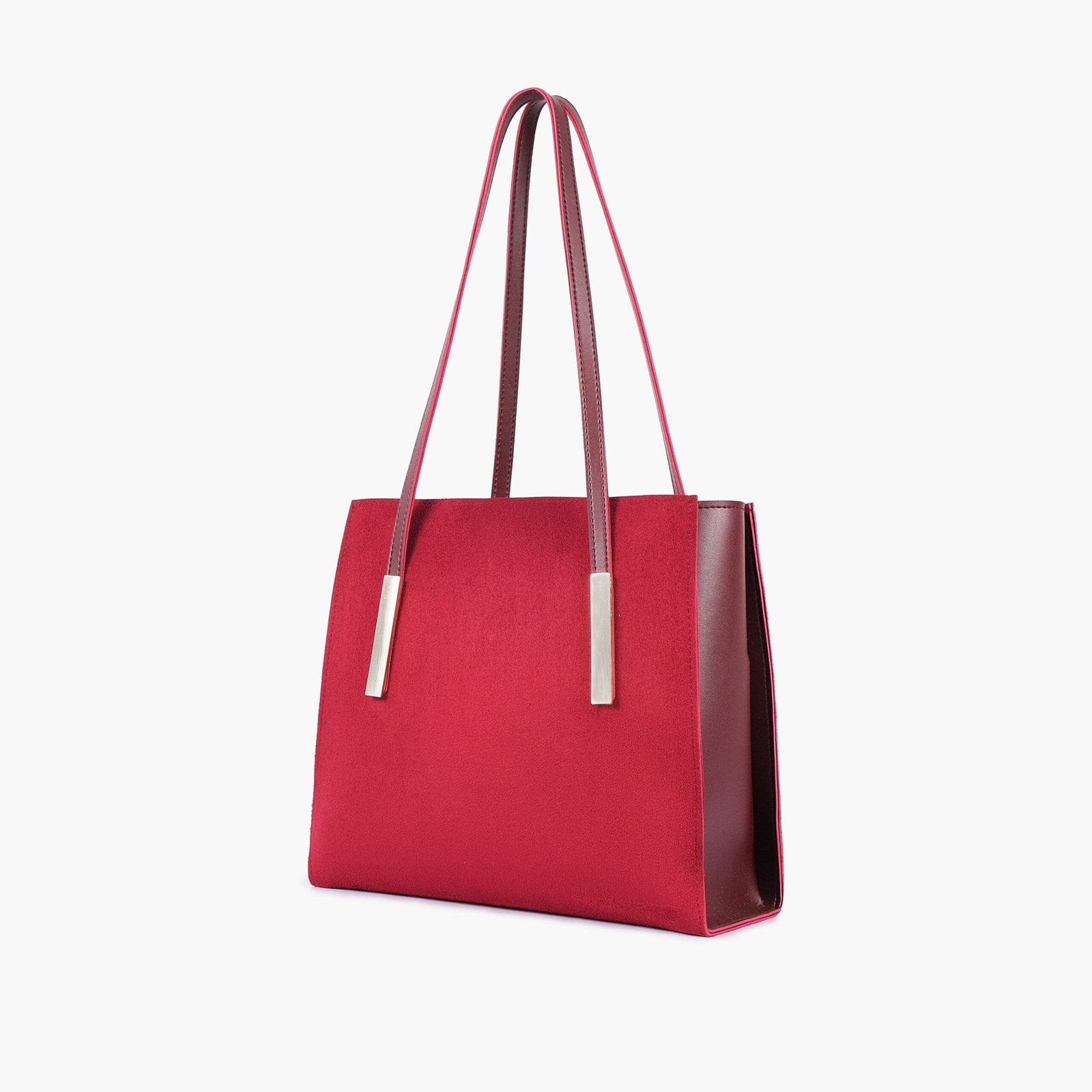ZSB-01-01.jpg Mercura Burgundy suede zipper shoulder bag with long handle - Image 1