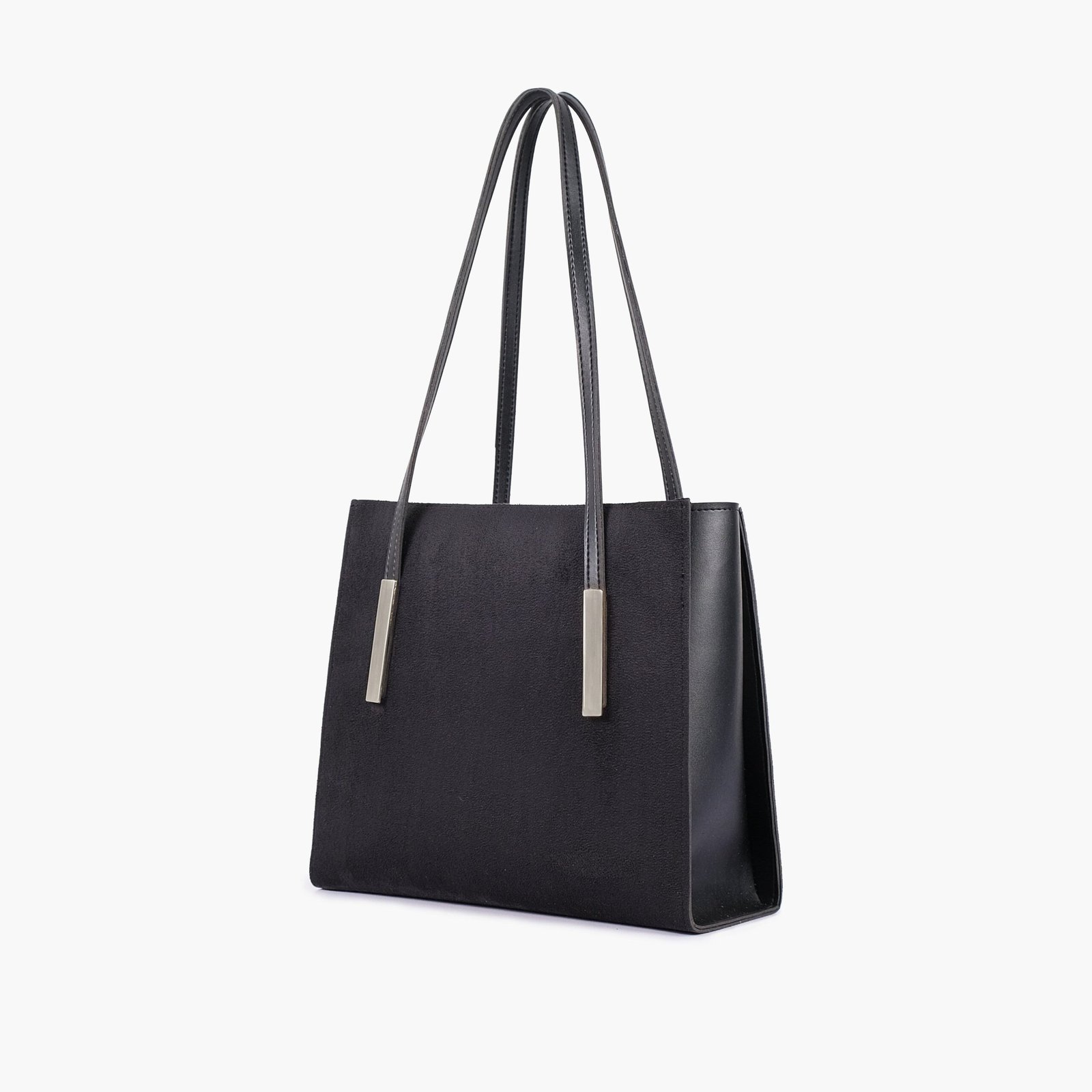 ZSB-03-01.jpg Mercura Black suede zipper shoulder bag with long handle - Image 1