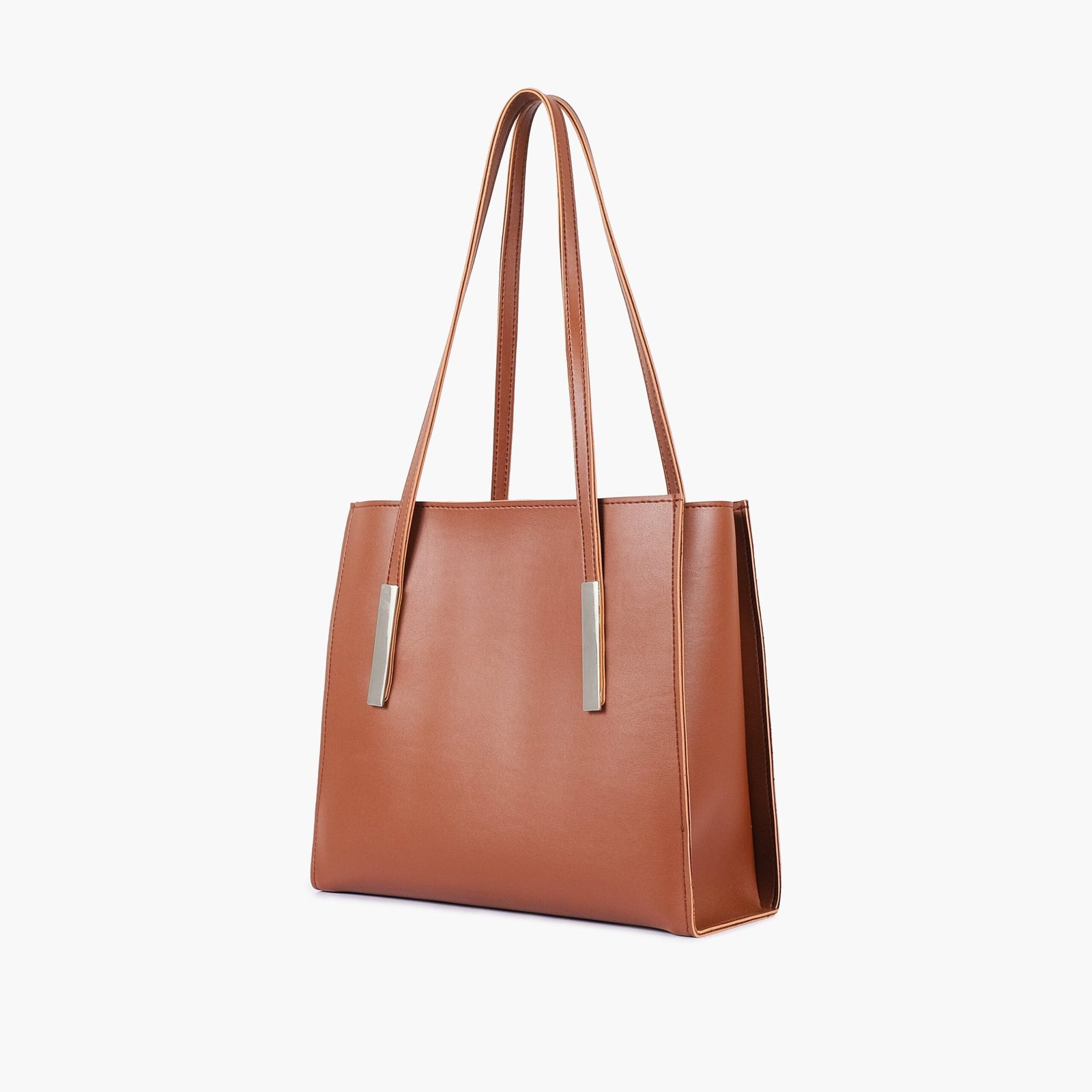 ZSB-05-01.jpg Mercura Brown zipper shoulder bag with long handle - Image 1