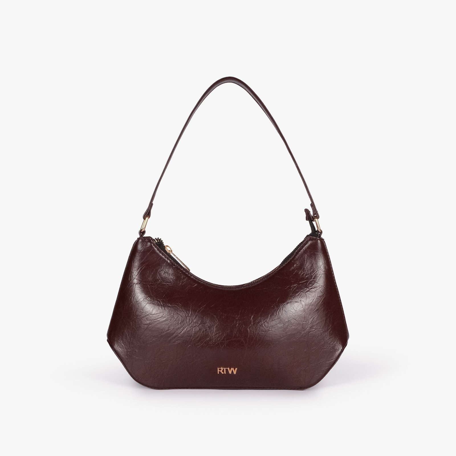 download_8dbfc22e-c053-4b6f-90a8-9e6be4a05414.jpg Mercura Dark brown crinkle shoulder bag - Image 1